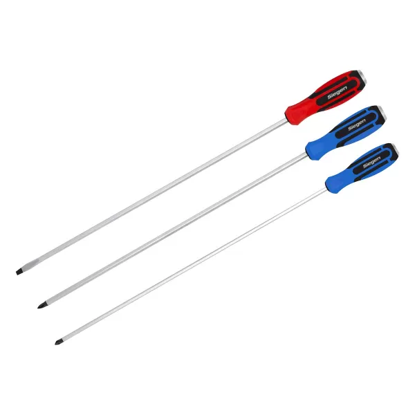 Image of Genuine SEALEY S0843 Extra-Long Hammer-Thru Screwdriver Set 3pc