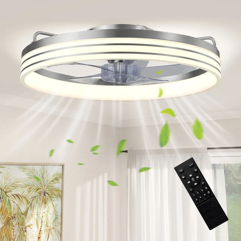 Image of HOMCOM HOMCOM Ceiling Fan with Light and & App Control, 6 Speed, 50 cm, Silver 5063603164017