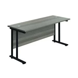 Image of Jemini Rectangular Double Upright Cantilever Desk 1400x600x730mm Grey