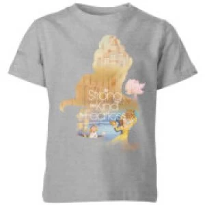Image of Disney Princess Filled Silhouette Belle Kids T-Shirt - Grey - 3-4 Years