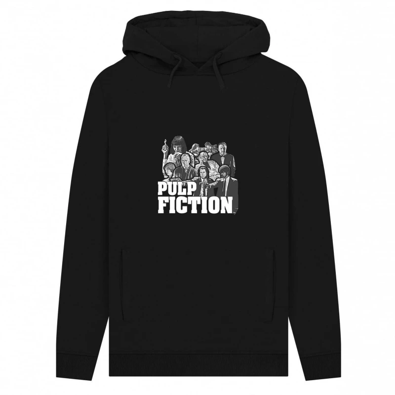 Image of Pulp Fiction Mens Cast Hoodie in Black Size: Small Black Male S