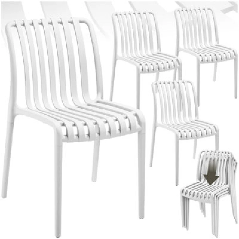 Image of Tectake Garden Chairs Alcudia - Durable, Stackable And Weather-Resistant - Cream - Set Of 4