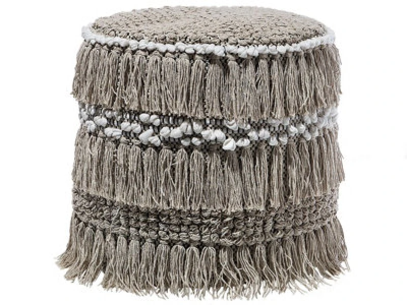Image of Beliani Boho Pouffe Noida Cotton Beige
