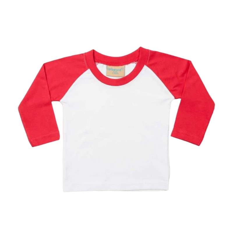 Image of Larkwood Long-Sleeved Baseball T-Shirt in White Size: 3-4 Years White Unisex 3-4 Years