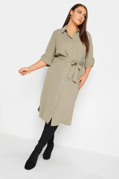 Image of Yours Midi Shirt Dress Stone