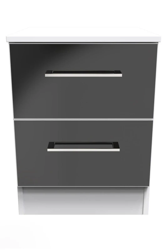 Image of Chester 2 Drawer Bedside Cabinet In Black & White (Ready Assembled)