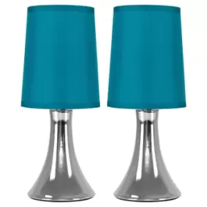 Image of Pair of Silver Table Lamps Touch On/Off