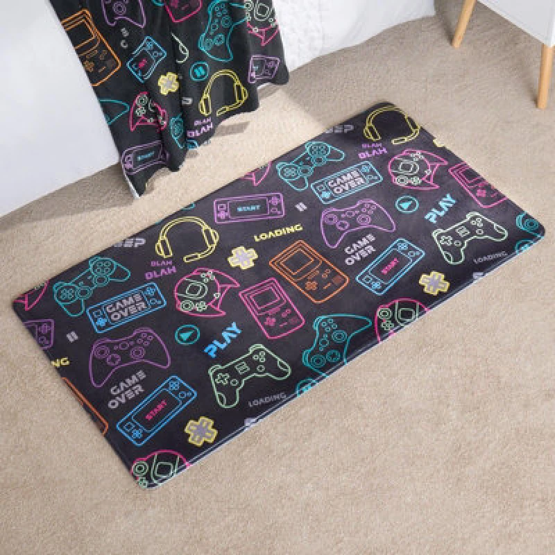 Image of OHS OHS Kids Rug Supersoft Washable Gaming Rugs Bedroom Carpet Mat in Black Size: Medium Black Medium Unisex 5027434193141