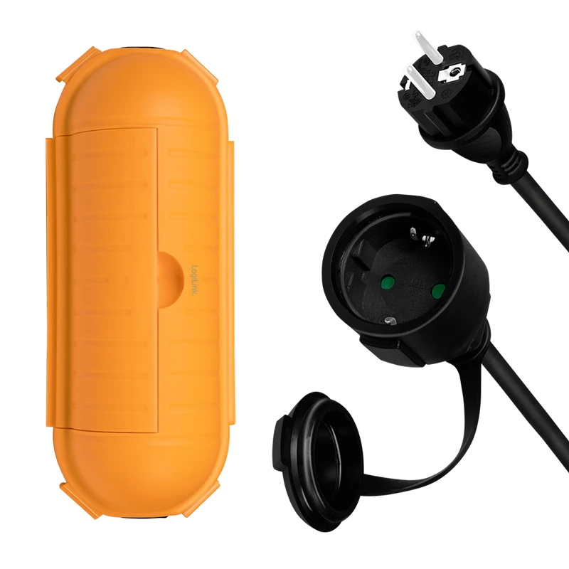 Image of LogiLink Power cord set. CEE7/7 to CEE 7/3 + protection box. 3 m