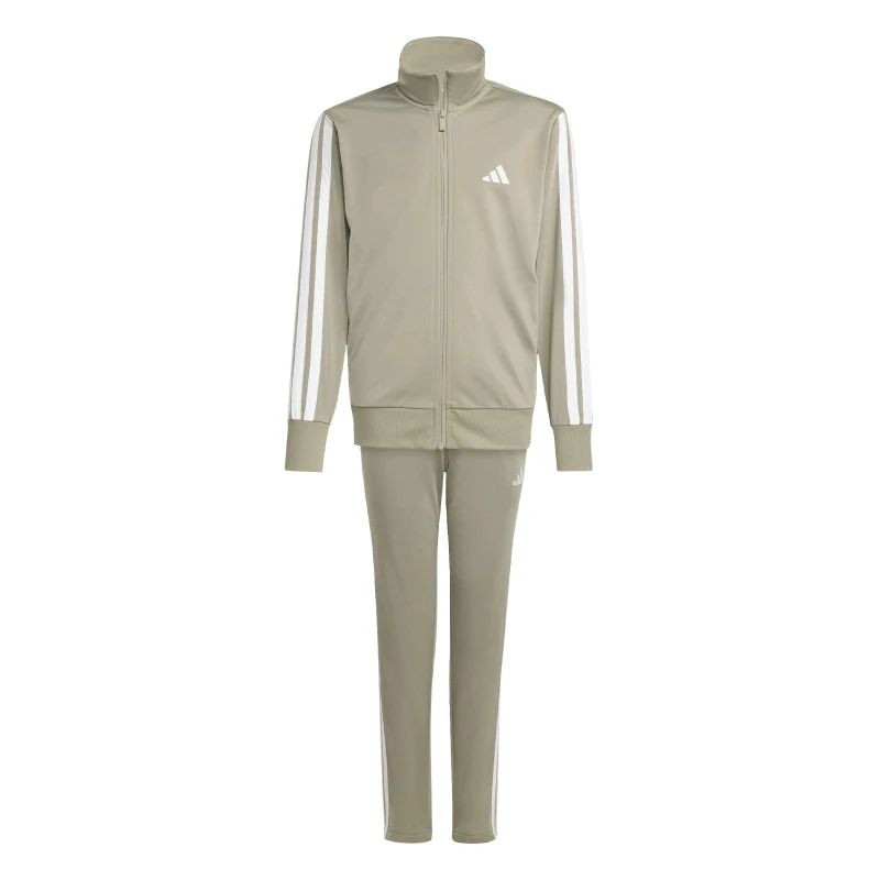 Image of adidas Essentials 3-Stripes Zip Tracksuit Pebble/White female 7-8 Years