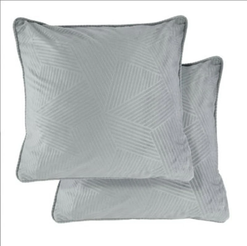 Image of New Edge Blinds Deco Collection Soft Velvet Geometric Cushion Cover in Silver Size: 43cm x 43cm Silver Unisex 43cm x 43 cm
