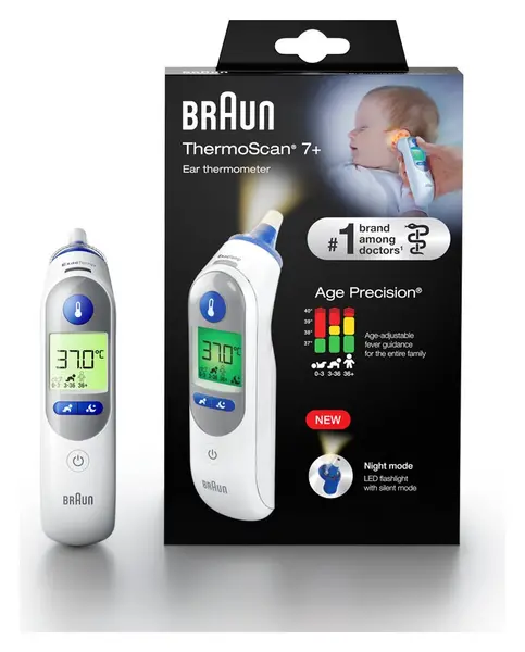 Image of Braun IRT6525 ThermoScan 7+ Ear Thermometer with Night mode