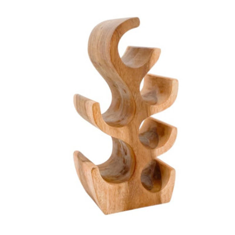 Image of 6 Bottle Hand Carved Wine Rack - L15 x W25 x H45cm MinsterStylishLivingLtd2693