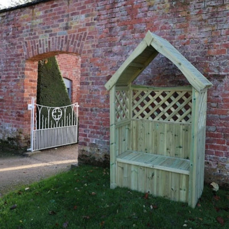 Image of Churnet Valley Garden Furniture Ltd Daisy 2 Seat Trellis Storage Arbour - L60 X W130 X H211cm - Partially Assembled