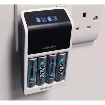 Image of 1001-0094-44-03 Comfort Plus UK Battery Charge with 4 x AA 2850mAh - Ansmann