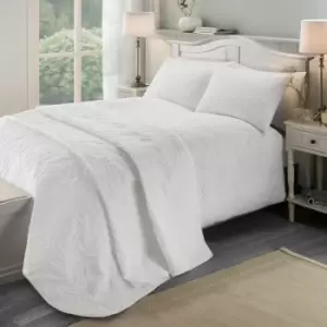 Image of Serene Luana Pinsonic Stitch Quilted Duvet Cover Set, White, Double