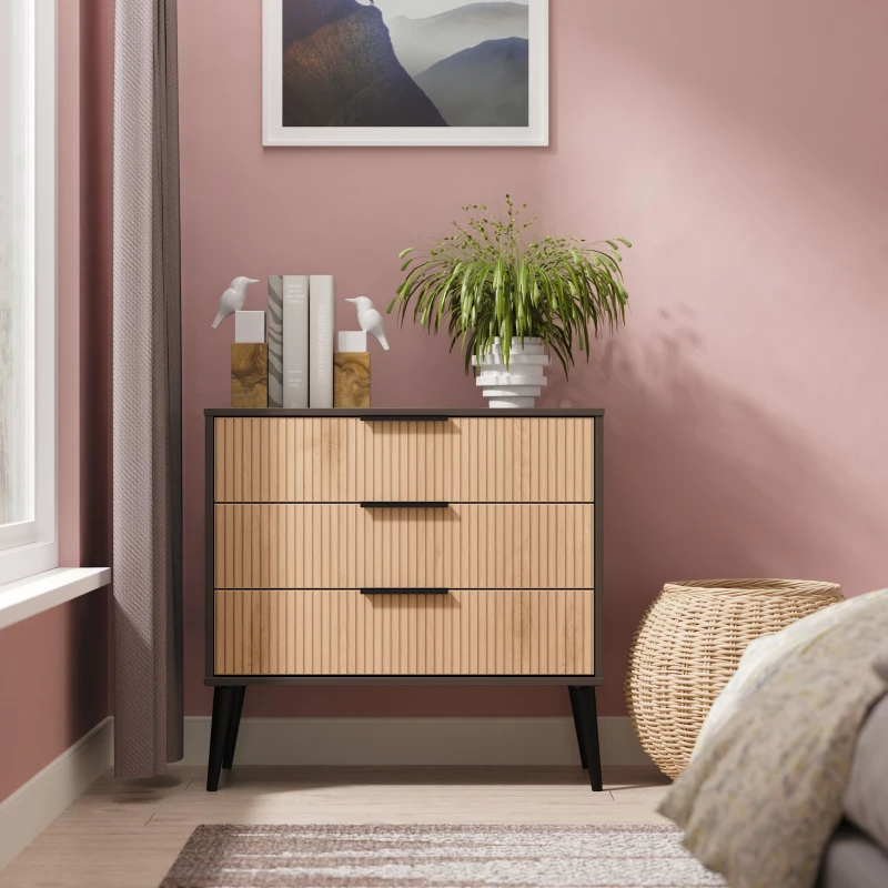 Image of Ready Assembled 2 U Fuji 3 Drawer Chest (Ready Assembled) in Grey Grey Unisex