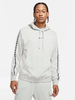 Image of Nike Repeat Fleece Pullover Hoodie - Grey/Black, Grey/Black Size M Men