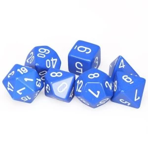 Image of Chessex Opaque Poly 7 Dice Set: Blue/White
