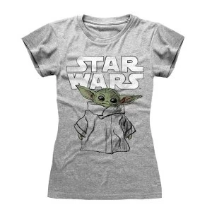 Image of Mandalorian - Child Sketch Womens Small T-Shirt - Grey