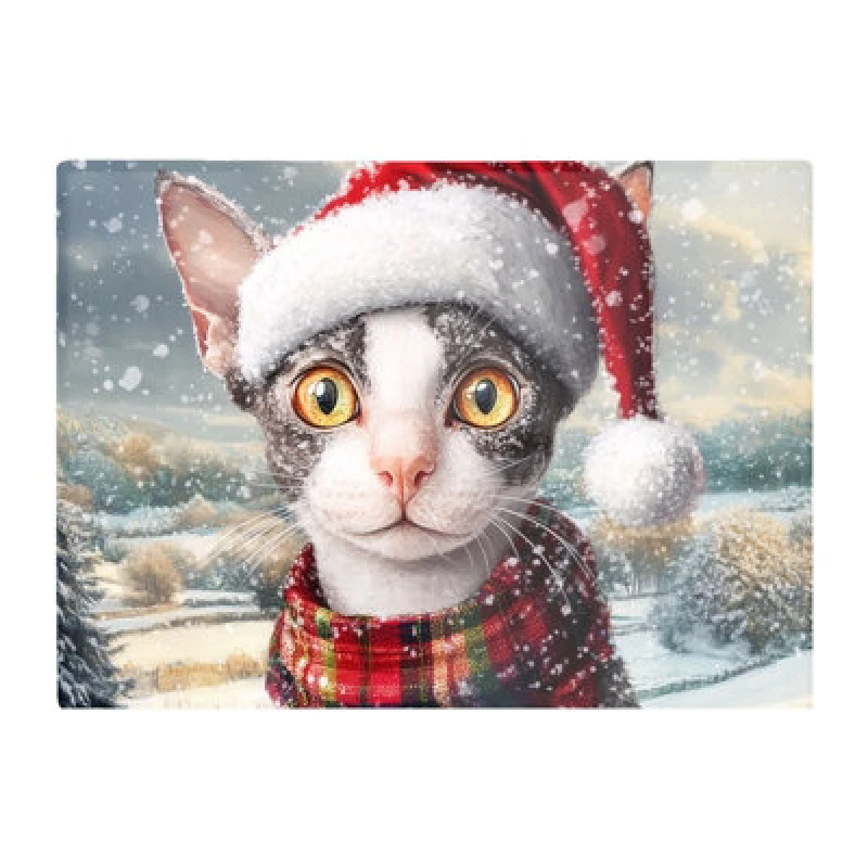 Image of Warren Reed Designer Christmas Cornish Rex Glass Chopping Board