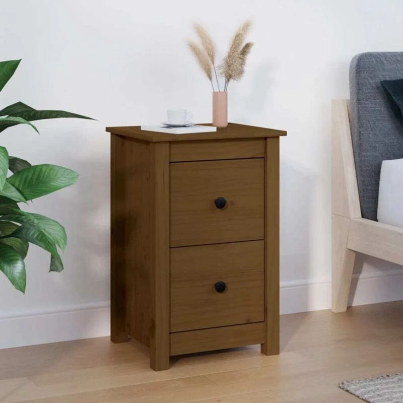 Image of Vidaxl Bedside Cabinet Honey Brown 40X35X61.5cm Solid Wood Pine, Brown 820952