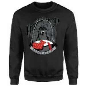 Image of Star Wars Chewbacca Arrrrgh Socks Again Black Christmas Sweatshirt - S - Black