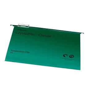 Image of Rexel Crystalfile Classic A4 Manilla Suspension File V Base 15mm Green Pack of 50