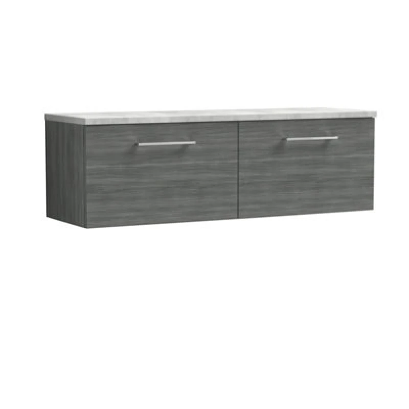 Image of Nuie Arno Wall Hung 2-Drawer Vanity Unit With Laminate Worktop In Bellato Grey