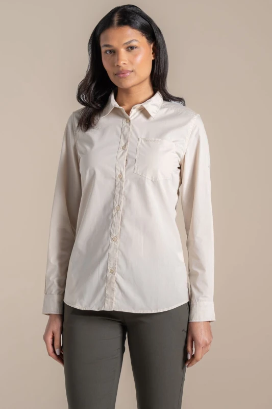 Image of Womens long sleeve shirt Craghoppers Kiwi III Beige Female 40