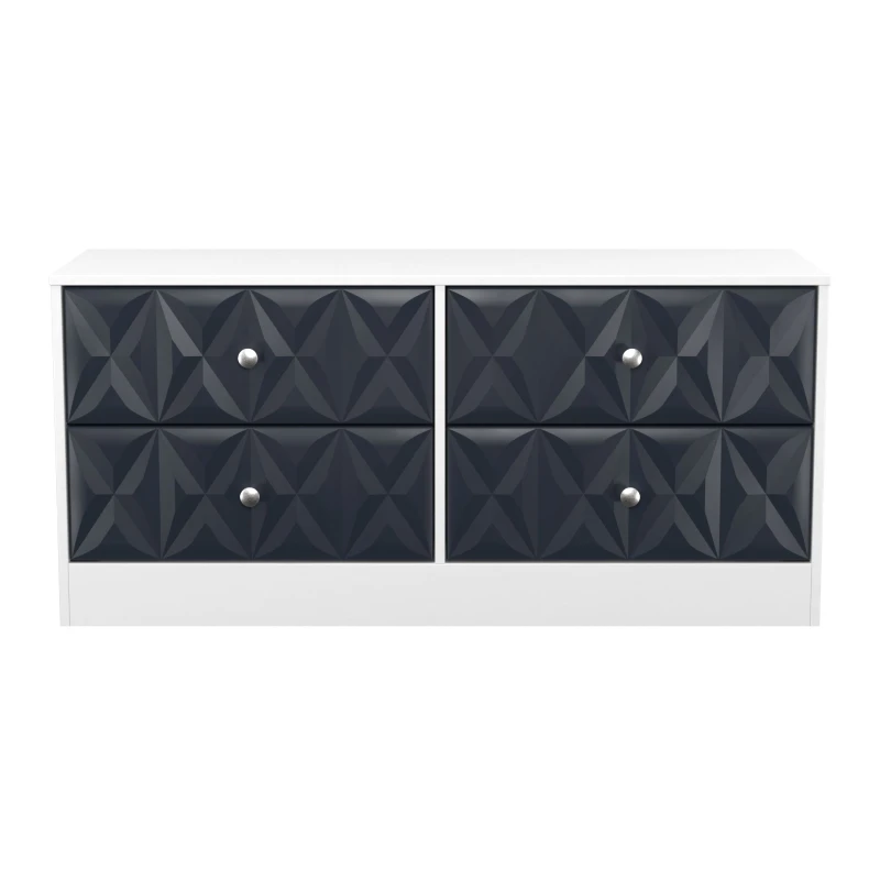 Image of San Jose Ready Assembled Matt Indigo & White 4 Drawer Wide Chest (H)521mm (W)1146mm (D)395mm