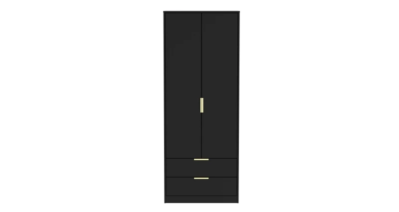 Image of Madrid 2 Door 2 Drawer Wardrobe In Black Ash (Ready Assembled)