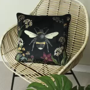 Image of Midnight Garden Bee Cushion Green/Yellow/White