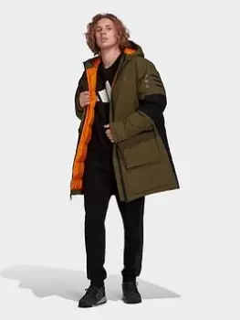 Image of adidas Utilitas Down Parka, Purple Size M Men