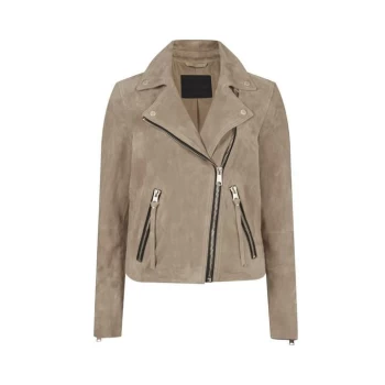 Image of AllSaints Suede Dalby Biker - Grey