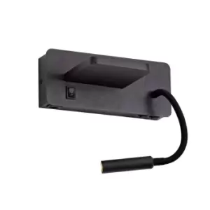 Image of Rob II 21.5cm LED Wall Light 5W+3W 526Lm 3000K USB and Wireless Charge Black