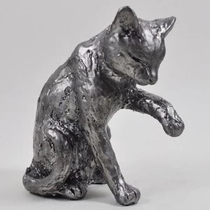 Image of Silver Cat Sculpture H12.5cm