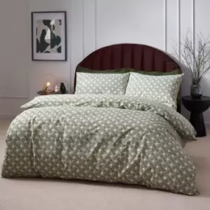 Image of Alexa Abstract Cotton Rich Duvet Cover Set Olive, Olive / Single