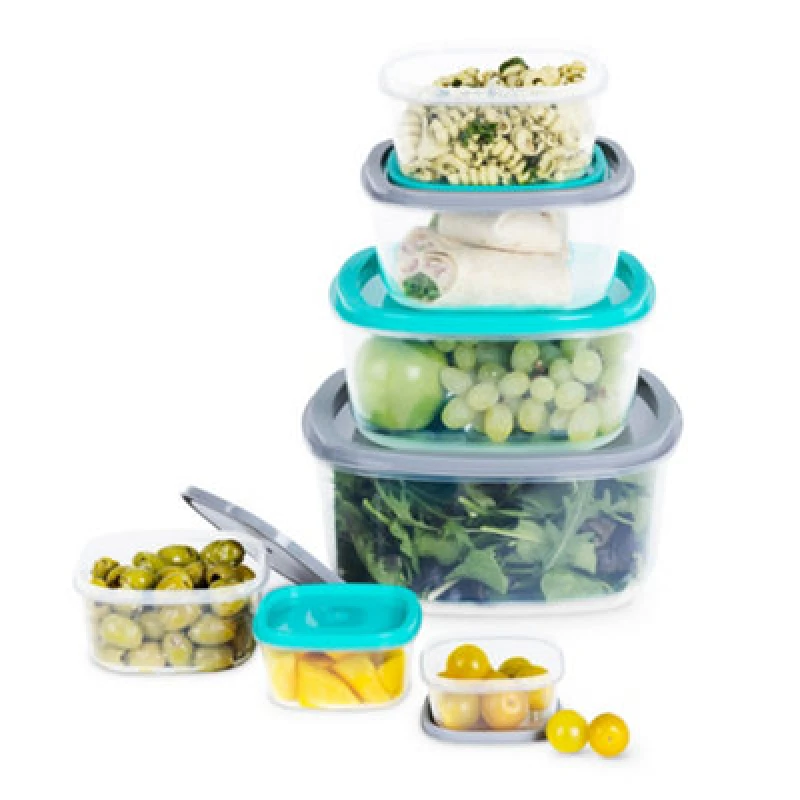 Image of LIVIVO 7 Piece Oval Food Storage Container Set with Ocean Blue Lids Blue