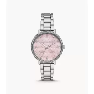 Image of Michael Kors Womens Pyper Three-Hand Alloy Watch - Silver