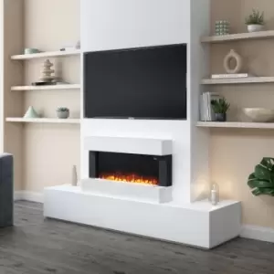 Image of White Wall Mounted Electric Fireplace Suite - 39" - Amberglo