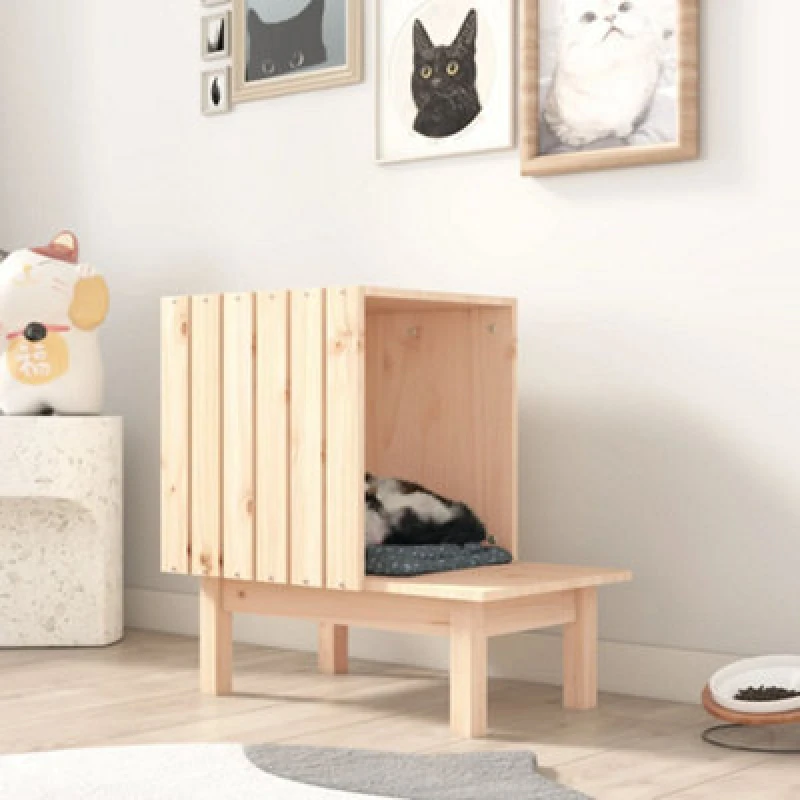 Image of VIDAXL Cat House 60x36x60cm Solid Wood Pine Vidaxl 8720287209492