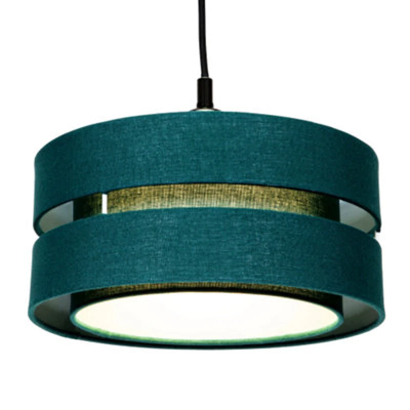 Image of Happy Homewares Contemporary Quality Green Linen Fabric Triple Tier Ceiling Pendant Light Shade