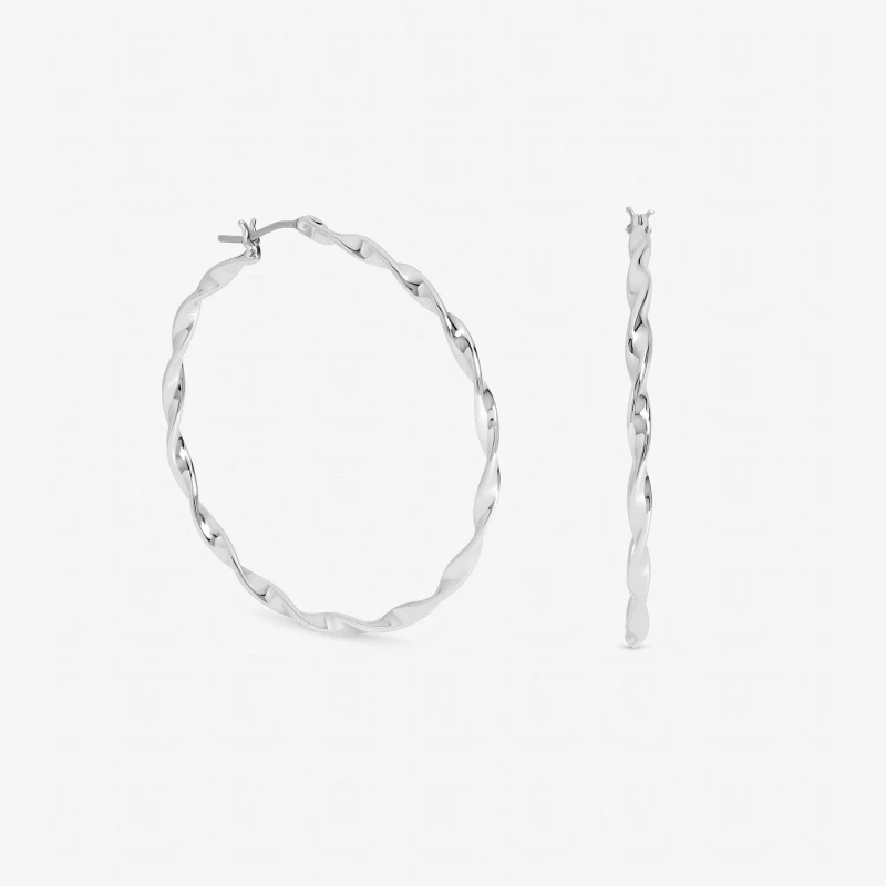 Image of Inicio Sterling Silver Plated Twist Hoops - Gift Pouch Silver female One Size