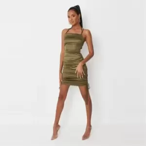 Image of Missguided Tall Satin Slip Dress - Green