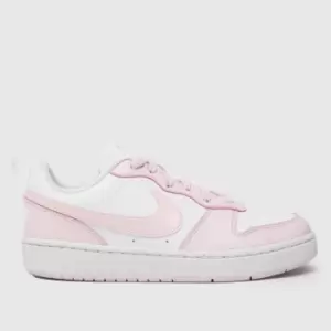 Image of Nike White & Pink Court Borough Low Recraft Girls Youth Trainers