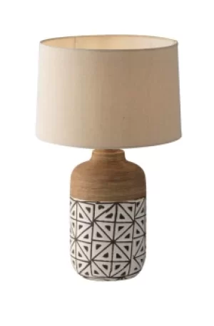 Image of Vietri Ceramic Table Lamp With Fabric Shade, Brown, Ivory, Beige, E27