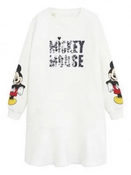 Image of Mango Girls Mickey Mouse Sweat Dress - Cream