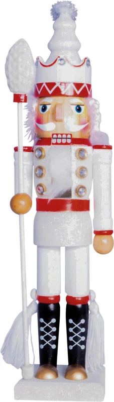 Image of St Helens 40cm Traditional Christmas Nutcracker Wooden Soldier Decoration White and Red ELV-693886