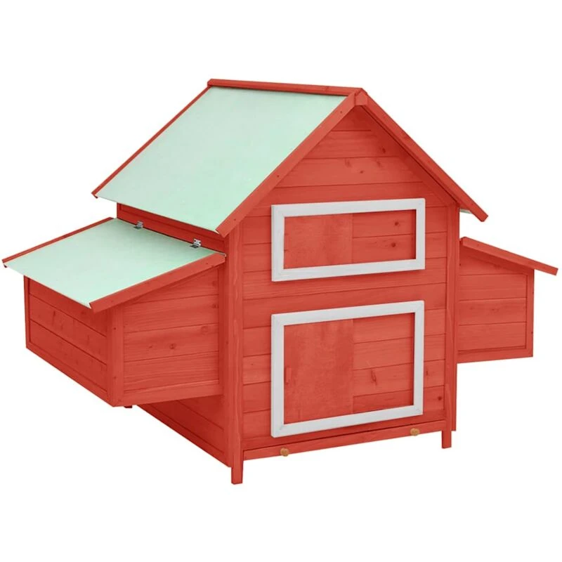 Image of VIDAXL Vidaxl - Chicken Coop Red and White 150x96x110cm Solid Firwood 8720286642313